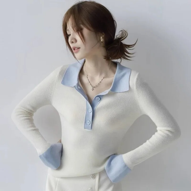 女性用襟付きポロシャツ,韓国服,安いトップス,トレンディなラ - Winter Clothing Trends 2025 Women'S のレビューと価格