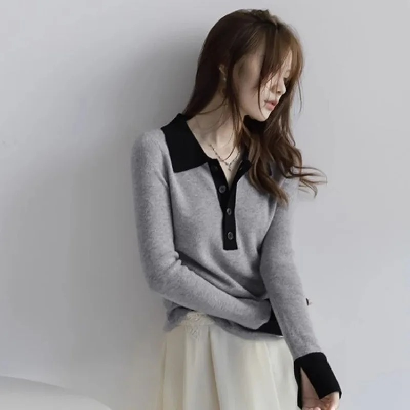 女性用襟付きポロシャツ,韓国服,安いトップス,トレンディなラ - Winter Clothing Trends 2025 Women'S のレビューと価格