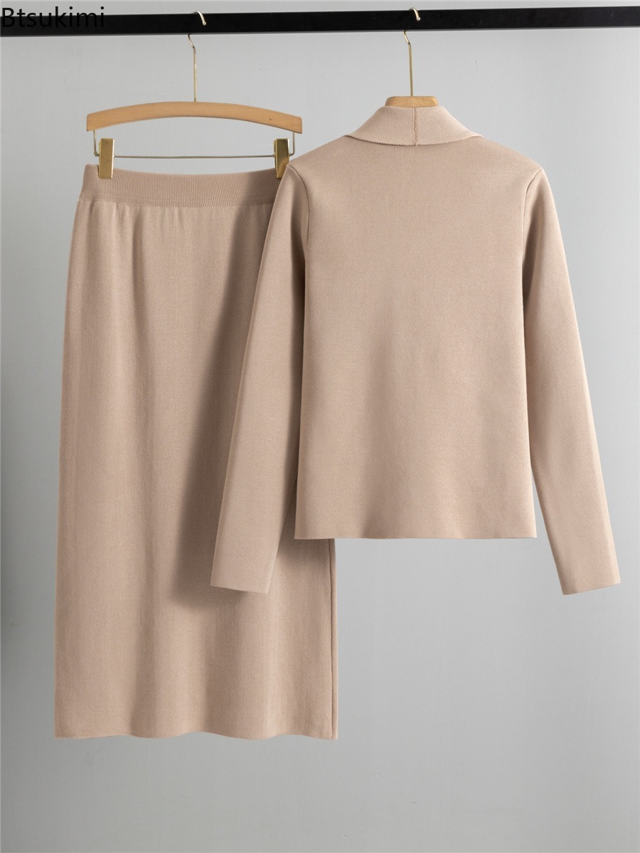 秋冬ニットツーピースセット女性のファッションエレガントなカー - Winter Clothing Online のレビューと価格