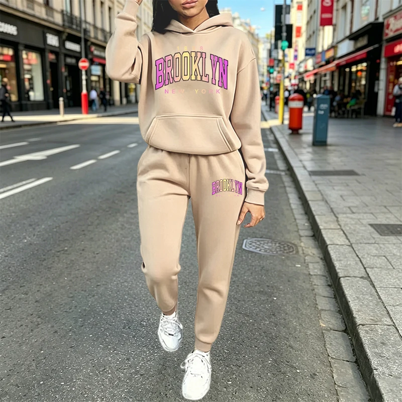 カジュアルな女性用プリントパーカー2点セット。普段使いやスポ - Winter Clothing のレビューと価格