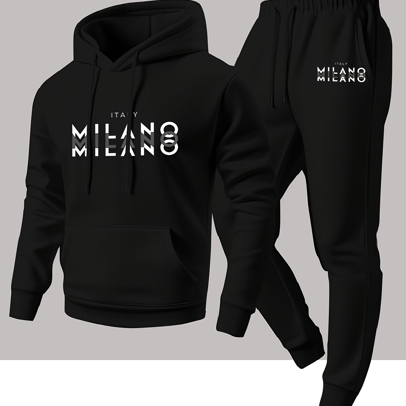 トレンディなメンズイタリアンミラノレターパターンフード付きス - Winter Clothing のレビューと価格